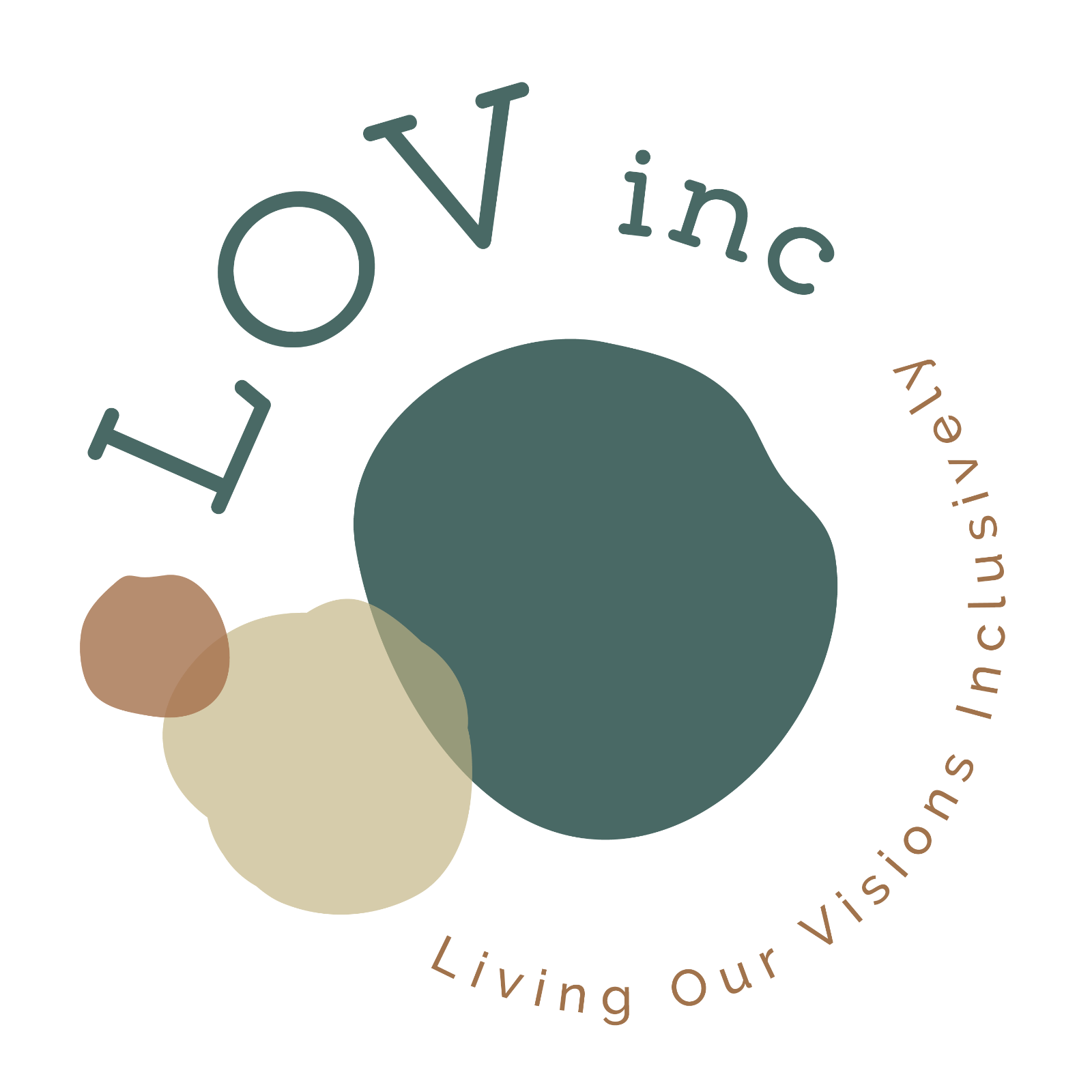 The LOV Inc logo is round. The top text, in dark green, reads "LOV inc". The bot